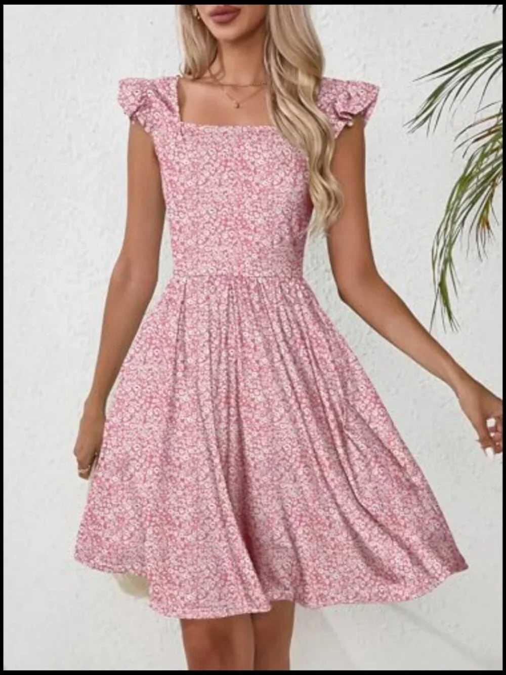 Polyester Spandex Summer Casual Sundress with Pockets Floral Print - Picture 3 of 7